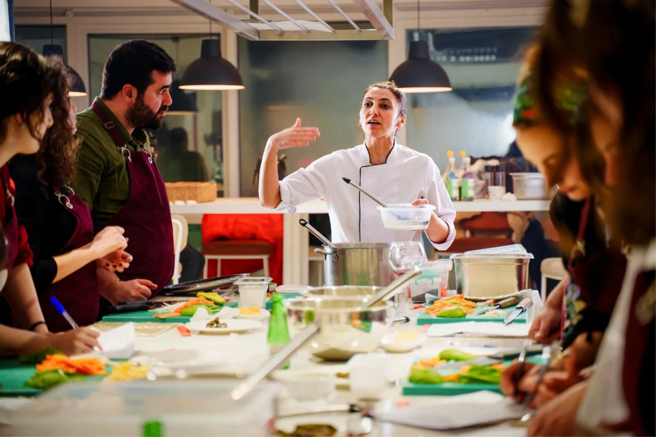 Campers cooking together at Summer Culinary culinary camp Washington DC