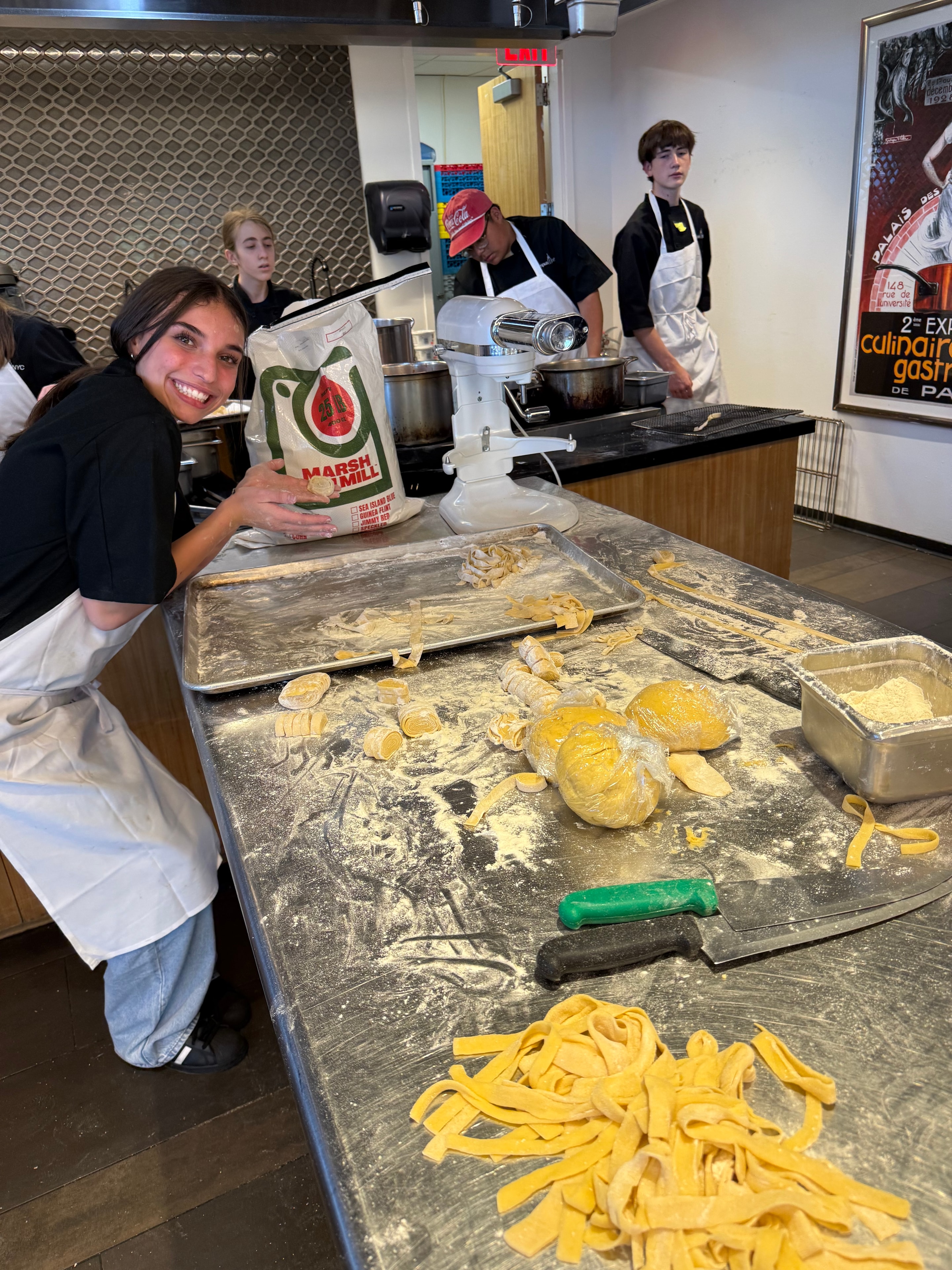 Camper making fresh pasta from scratch